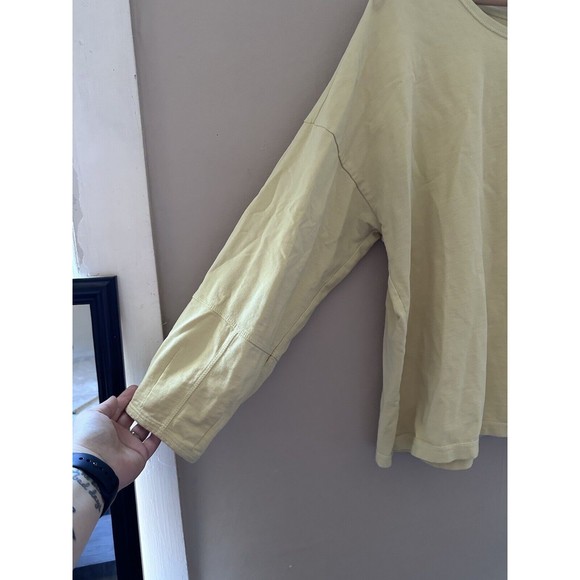 Habitat Clothes To Live In Womens Pullover Sweater Size L Yellow Boat Neck Boxy - Picture 5 of 11